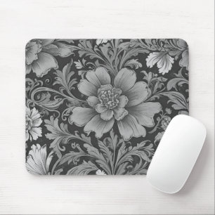 Monochrome Vintage Floral Pattern  Mouse Pad
