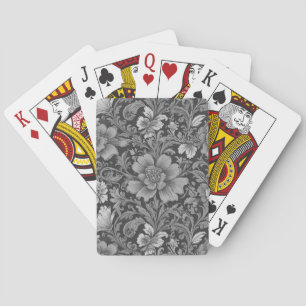 Monochrome Vintage Floral Pattern  Playing Cards