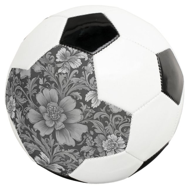 Monochrome Vintage Floral Pattern  Soccer Ball (Three Quarter)