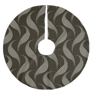 Monochrome Vintage: Geometric Seamless Ornament. Brushed Polyester Tree Skirt