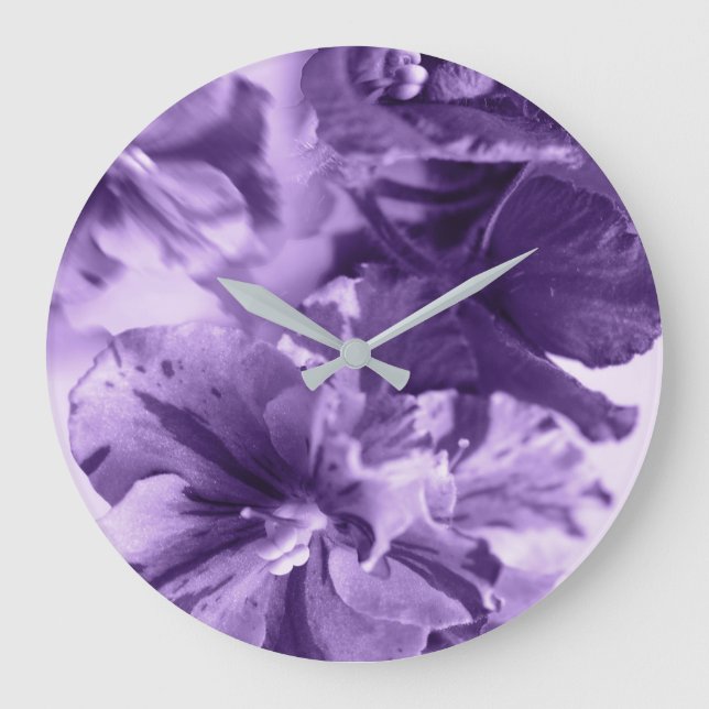 Monochrome Violets Large Clock (Front)