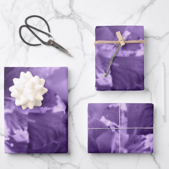 Monochrome Violets Wrapping Paper Sheet (Front)