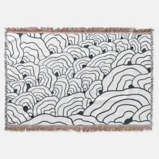 Monochrome Wave Pattern,  Modern Abstract Line Art Throw Blanket