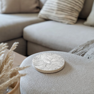 Monochrome Wave Pattern Stone Coaster