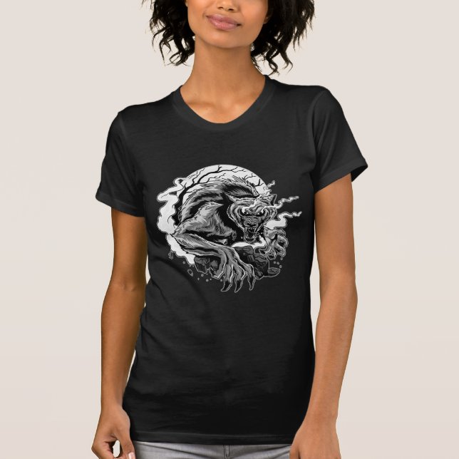 Monochrome Werewolf Moon T-Shirt (Front)