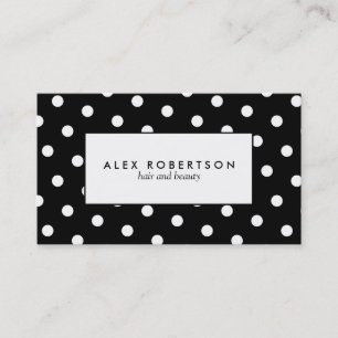 Monochrome white and black polka dot pattern business card