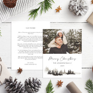 Monochrome Winter Annual Family Update Photo  Holiday Card