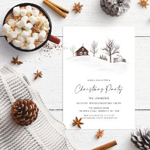 Monochrome Winter Christmas Party Invitation