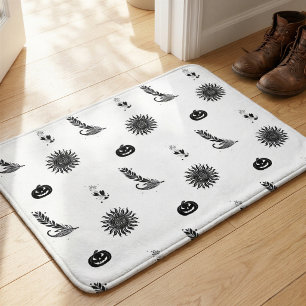 Monochrome Witchcore Halloween Pattern Doormat