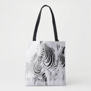 monochrome zebra group portrait, South African Nat Tote Bag
