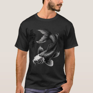 Monochrome Zen Koi Fish Tattoo Art T-Shirt