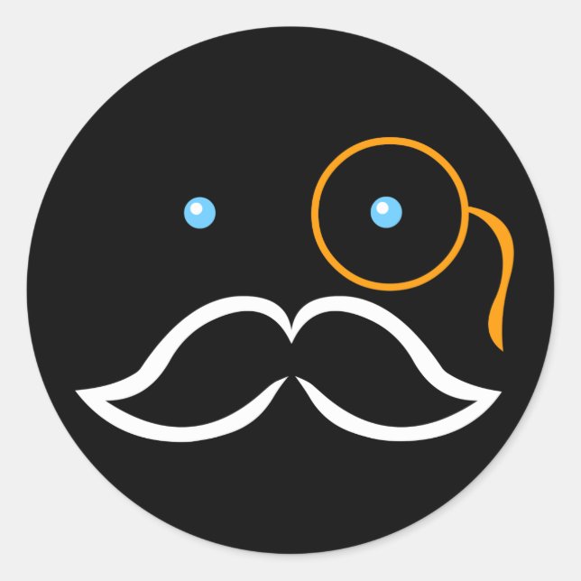 Monocle and Moustache Classic Round Sticker (Front)