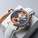 Monocle Hipster Red Fox Watch<br><div class="desc">Sweet vector illustration of a fun red fox wearing a monocle and a light blue bow tie.</div>