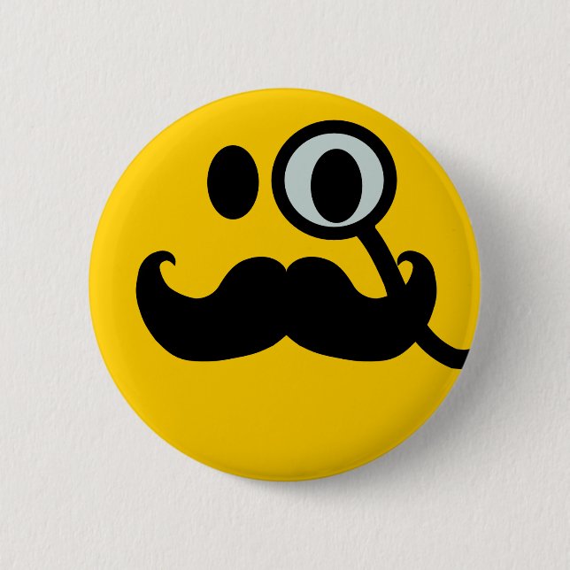 Monocle & Moustache Customisable backgrnd) 6 Cm Round Badge (Front)