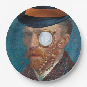 Monocle Van Gogh In Top Hat 9" Paper Plates