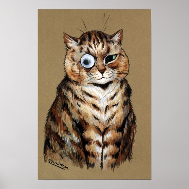 Monocled Cat, Louis Wain Poster (Front)