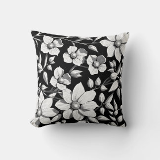 Monocrome Flower Pattern Cushion