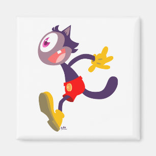 Monocular cat cartoon magnet