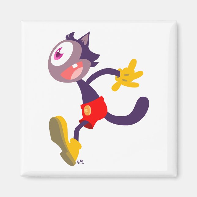 Monocular cat cartoon magnet (Front)