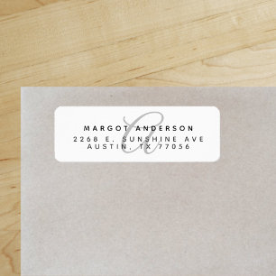 Monogoram Chic Stylish Script Return Address