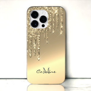 Monogram 14k Gold Side Dripping Glitter Android + Galaxy S4 Case