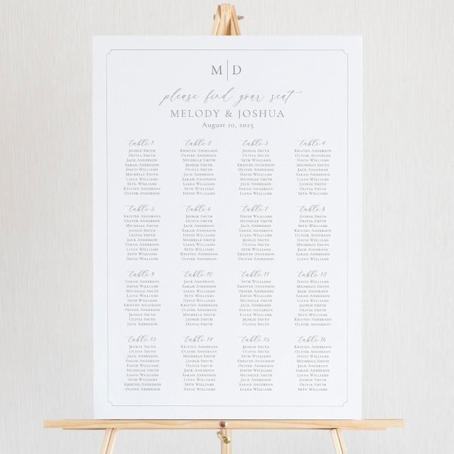 Monogram 16 Tables Find Your Seat Seating Chart (Creator Uploaded)