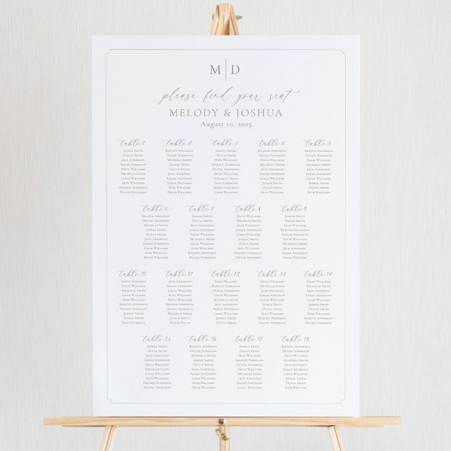 Monogram 18 Tables Find Your Seat Seating Chart (Creator Uploaded)