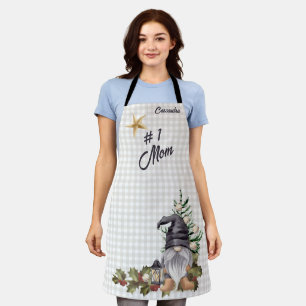 Monogram #1 Mum Christmas Watercolor Gnome Apron