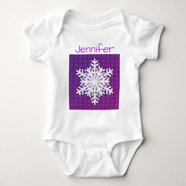 Monogram 2024 Hello Winter Holiday Snowflake Baby Bodysuit (Front)