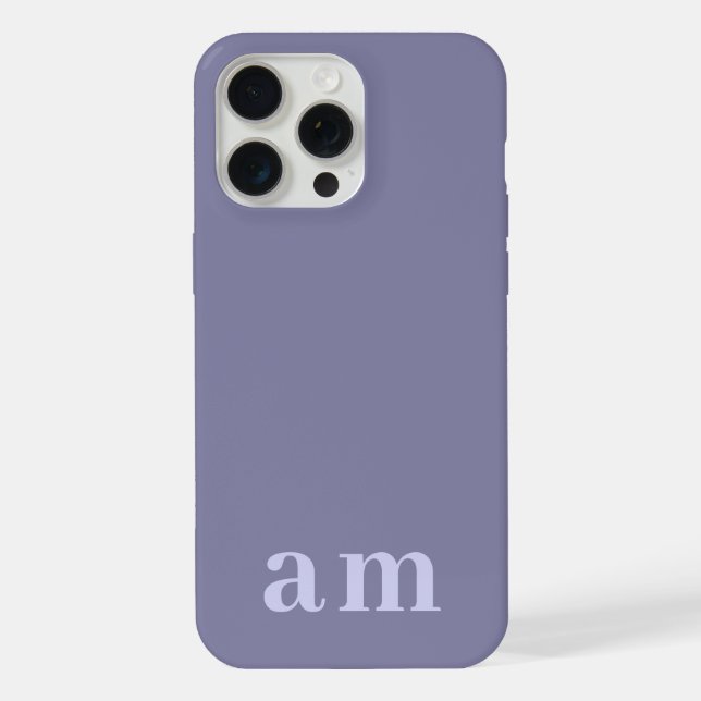 Monogram 2 Initials Heather Blue Minimalist iPhone Case (Back)