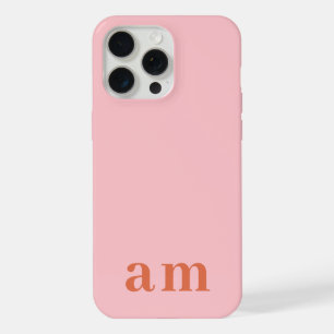 Monogram 2 Initials Pink & Red Minimalist iPhone 15 Pro Max Case