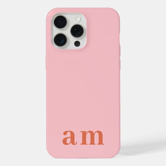 Monogram 2 Initials Pink & Red Minimalist iPhone Case (Back)