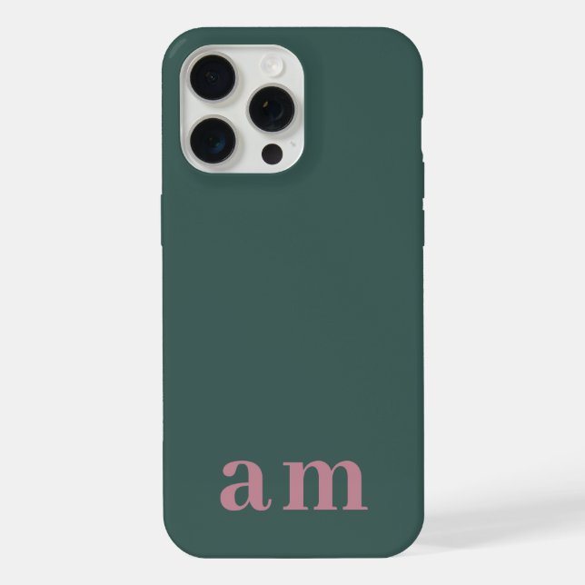 Monogram 2 Initials Sea Green/Purple Minimalist iPhone Case (Back)
