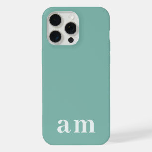 Monogram 2 Initials Teal Blue Minimalist iPhone 15 Pro Max Case