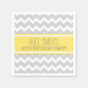 Monogram 30th Birthday Napkin Yellow Chevron