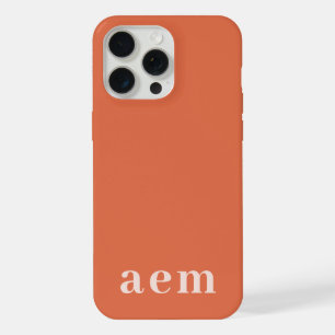 Monogram 3 Initials Orange Minimalist iPhone 15 Pro Max Case