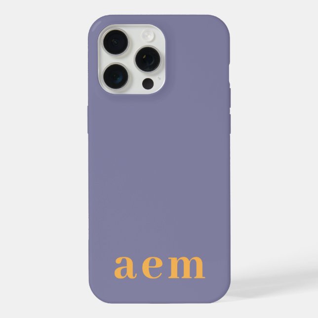 Monogram 3 Initials Yellow & Blue Minimalist iPhone Case (Back)
