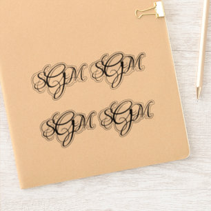 Monogram 3-Letter Initials Custom Decals 4-Up