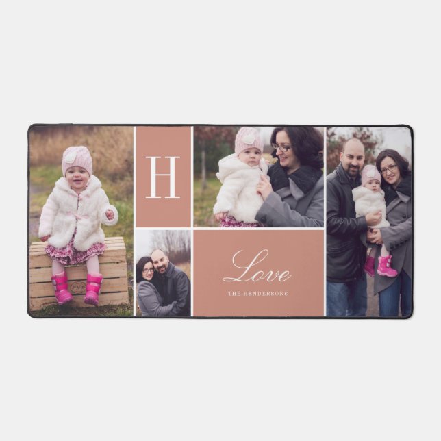 Monogram 4 Photo Collage Desk Mat (Front)