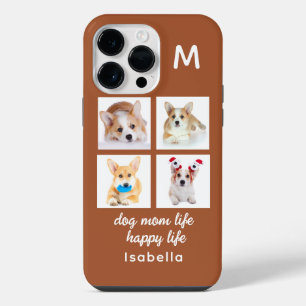 Monogram 4 Photo Collage Dog Mum Life Happy Life iPhone 14 Pro Max Case