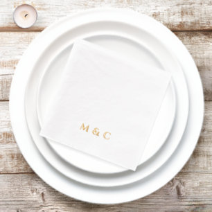 Monogram 50th Wedding Anniversary Party Gold Foil Napkins