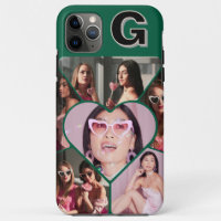 Monogram 6-Photo Collage Teal iPhone Case