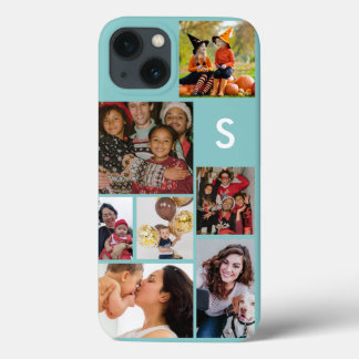 Monogram 8 photo collage blue iPhone 13 case