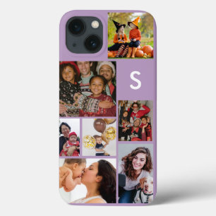 Monogram 8 photo collage purple iPhone 13 case