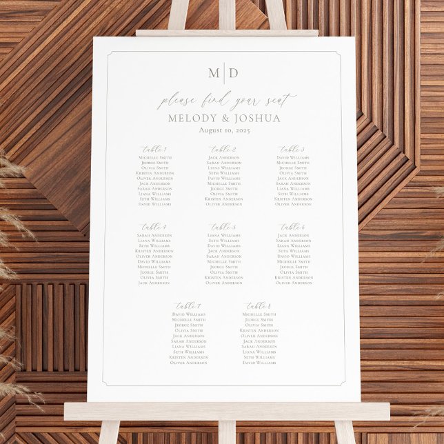 Monogram 8 Tables Seating Chart Border  (Creator Uploaded)