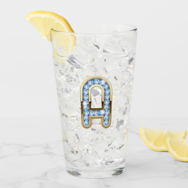 Monogram A - 16 oz Glass  (Front Ice)