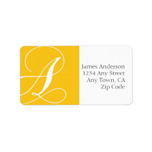 Monogram A Address Labels Yellow