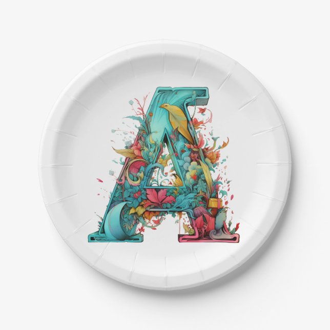 Monogram A Allure Paper Plate (Front)