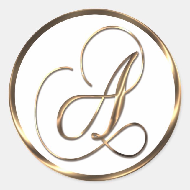 Monogram A Faux Bronze Classic Round Sticker (Front)