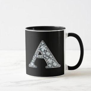 Monogram A Faux Diamond Mug